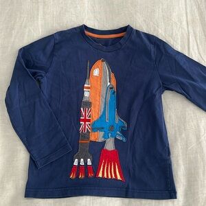 Mini Boden Space Craft Appliqué Long Sleeve Tee 5/6 YO